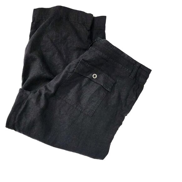 Sonoma Life Style Womens Capri Pants Size 12 Linen Rayon Blend Drawstring Black - Picture 3 of 10